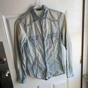 White wash denim button up shirt